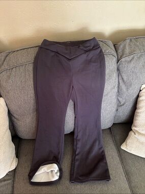 SHEIN Dark Charcoal Gray Kids V-Waist Fleece-lined flare pants